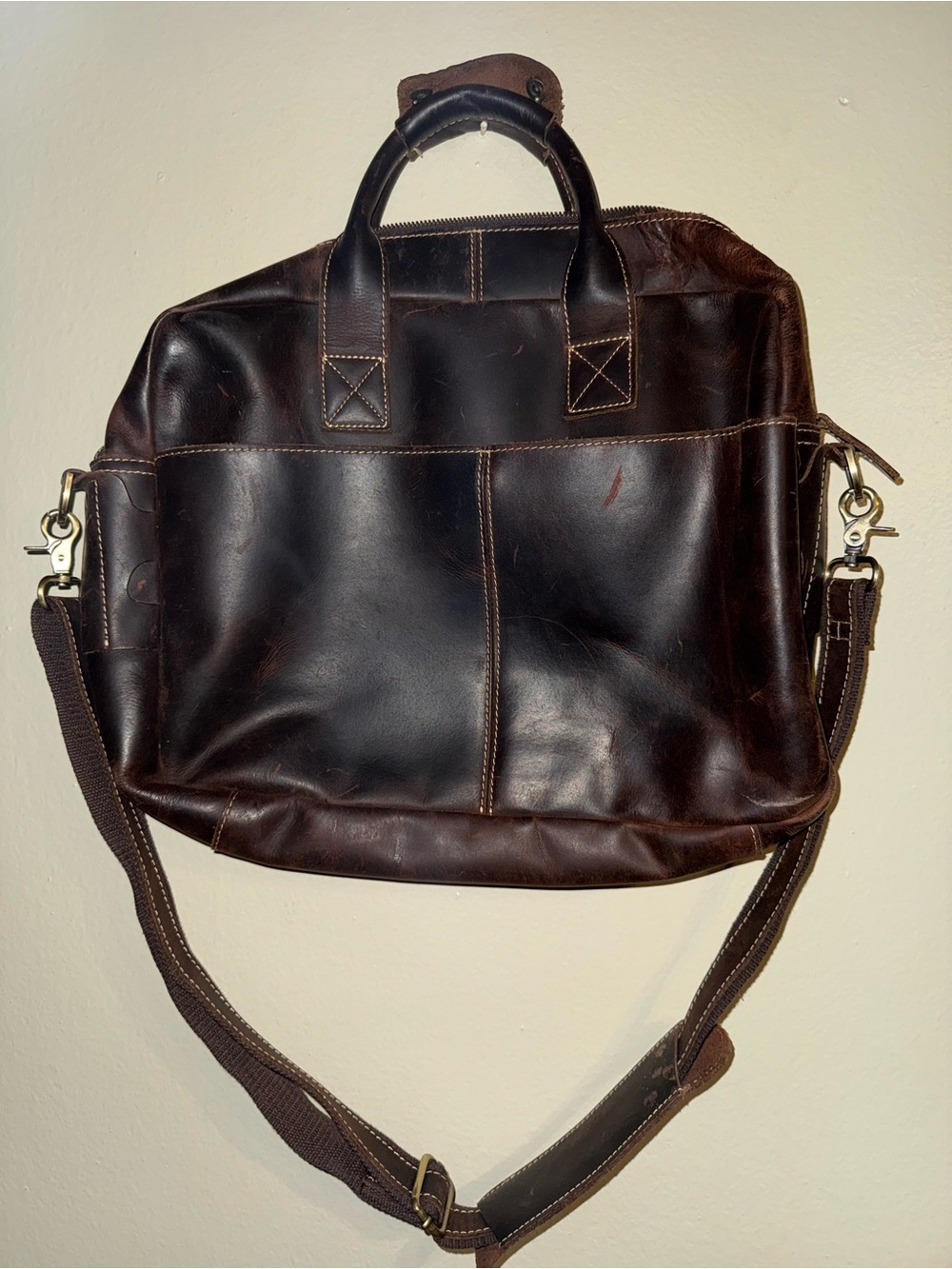 Berkshire Dark Brown Leather Laptop Bag with Shoulder Strap